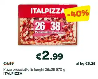 Unes Pizza prosciutto & funghi 26x38 570 g ITALPIZZA offerta