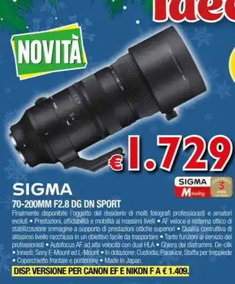 SIGMA 70-200MM F2.8 DG DN SPORT