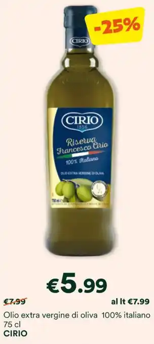 Unes Olio extra vergine di oliva 100% italiano 75 cl CIRIO offerta