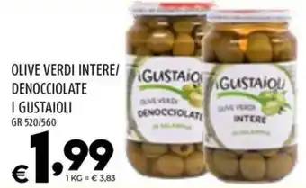 Il Centesimo OLIVE VERDI INTERE/ DENOCCIOLATE I GUSTAIOLI GR 520/560 offerta