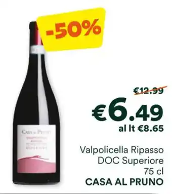 Unes Valpolicella Ripasso DOC Superiore 75 cl CASA AL PRUNO offerta