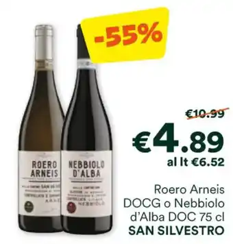 Unes Roero Arneis DOCG o Nebbiolo d'Alba DOC 75 cl SAN SILVESTRO offerta