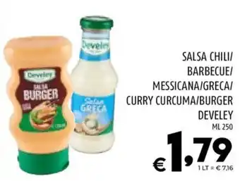 Il Centesimo SALSA CHILI/ BARBECUE/ MESSICANA/GRECA/ CURRY CURCUMA/BURGER DEVELEY ML 250 offerta