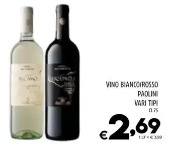 Il Centesimo VINO BIANCO/ROSSO PAOLINI VARI TIPI CL 75 offerta