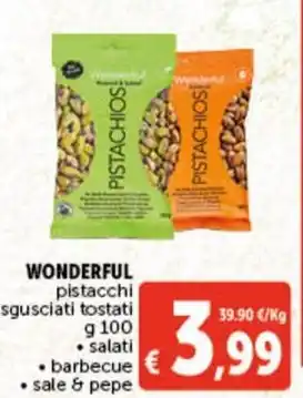 Deco Supermercati WONDERFUL pistacchi sgusciati tostati g 100 offerta