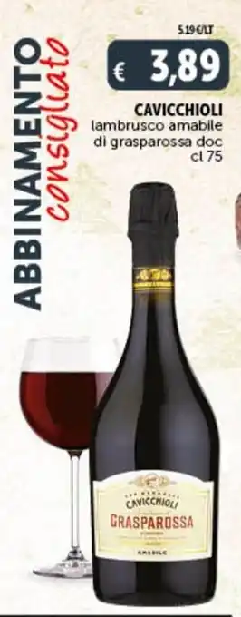 Deco Supermercati CAVICCHIOLI lambrusco amabile di grasparossa doc cl 75 offerta