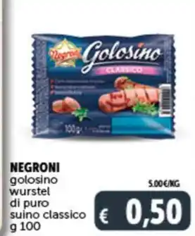 Deco Supermercati NEGRONI golosino wurstel di puro suino classico offerta