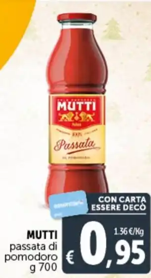 Deco Supermercati MUTTI passata di pomodoro g 700 offerta