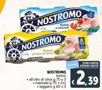 Deco Supermercati NOSTROMO tonno all'olio di oliva g 70 x 3 offerta