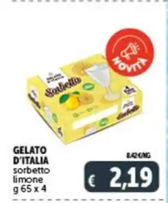 Deco Supermercati GELATO D'ITALIA sorbetto limone g 65 x 4 offerta