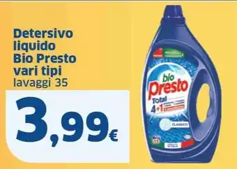 Sigma Detersivo liquido Bio Presto vari tipi lavaggi 35 offerta