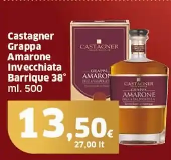 Sigma Castagner Grappa Amarone Invecchiata Barrique 38° ml. 500 offerta