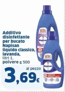 Additivo disinfettante per bucato Napisan liquido classico, lavanda, litri 1, polvere g 500
