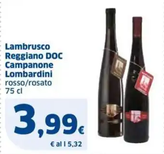 Sigma Lambrusco Reggiano DOC Campanone Lombardini rosso/rosato 75 cl offerta