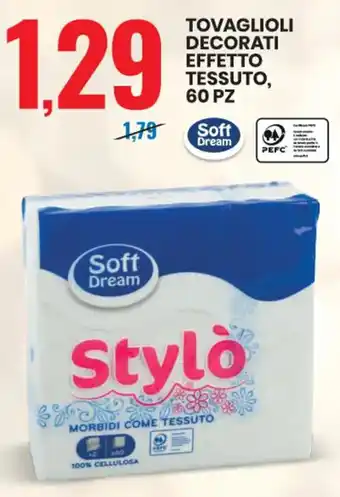 Eurospin TOVAGLIOLI DECORATI EFFETTO TESSUTO, 60 PZ offerta
