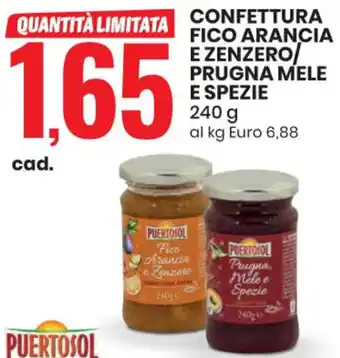 Eurospin CONFETTURA FICO ARANCIA E ZENZERO/ PRUGNA MELE E SPEZIE 240 g offerta