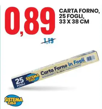 Eurospin CARTA FORNO, 25 FOGLI, 33 X 38 CM offerta