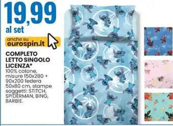 Eurospin COMPLETO LETTO SINGOLO LICENZA offerta