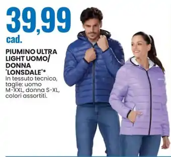 Eurospin PIUMINO ULTRA LIGHT UOMO/ DONNA 'LONSDALE offerta