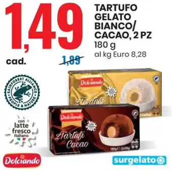 Eurospin TARTUFO GELATO BIANCO/ CACAO, 2 PZ 180 g offerta