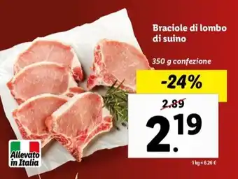 Lidl Braciole di lombo di suino 350 g confezione offerta