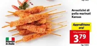Lidl Arrosticini di pollo marinati Kansas 330 g confezione offerta