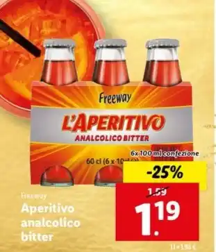 Freeway Aperitivo analcolico bitter 6x 100 ml confezione