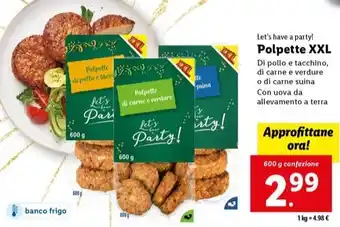 Lidl Let's have a party! Polpette XXL 600 g confezione offerta