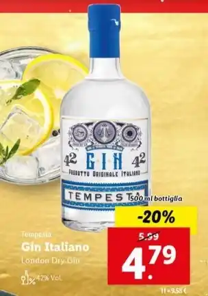 Lidl Tempesta Gin Italiano London Dry Gin offerta