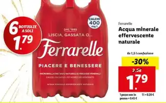 Lidl Ferrarelle Acqua minerale effervescente naturale 6x 1,5 l confezione offerta