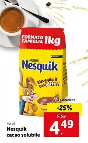 Lidl Nestlé Nesquik cacao solubile 1 kg confezione offerta
