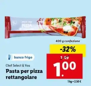 Lidl Chef Select & You Pasta per pizza rettangolare 400 g confezione offerta