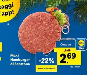Lidl Maxi Hamburger di Scottona 250 g confezione offerta