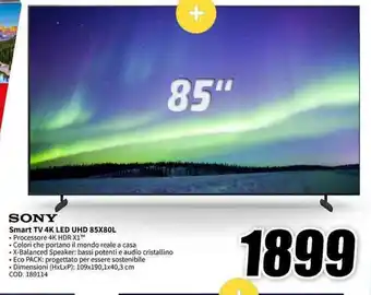 SONY Smart TV 4K LED UHD 85X80L