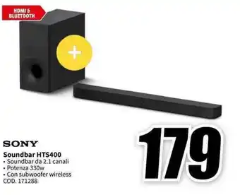 MediaWorld SONY Soundbar HTS400 offerta