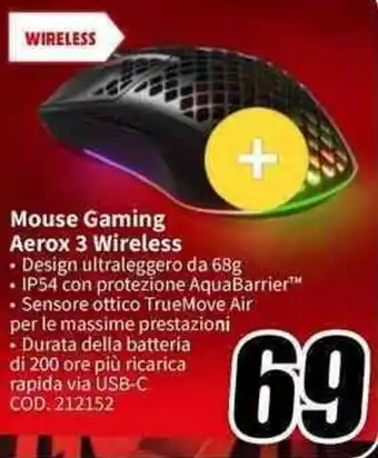 MediaWorld Mouse Gaming Aerox 3 Wireless offerta