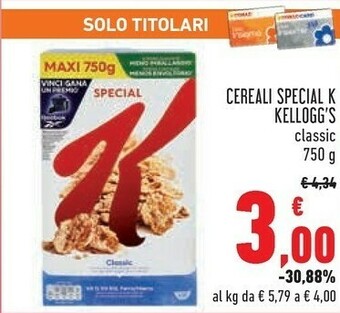 Conad Kelloggs Cereali Special K offerta