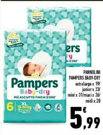Conad Pampers Baby Dry Pannolini Junior offerta