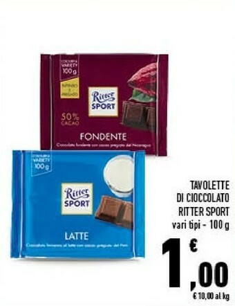 Conad Ritter sport Cioccolato Fondente 100 G(ml) offerta