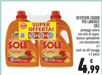Conad Superstore Sole Detersivo Liquido Per Lavatrice 4000 Ml offerta