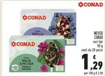 Conad Superstore Conad - Infuso Malva & Melissa Fresco E Delicato 50 G offerta