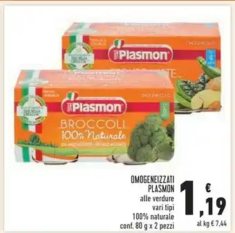 Conad Superstore Plasmon Omogeneizzati Alle Verdure 160 G offerta
