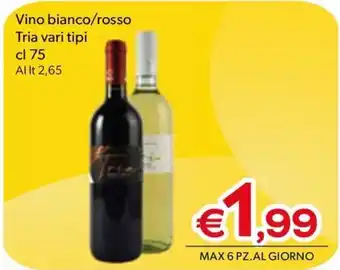 MAX Supermercati Vino bianco/rosso Tria vari tipi cl 75 offerta