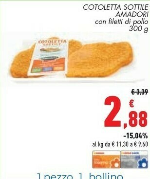 Conad Superstore Amadori Cotolette Con Filetti Di Pollo 300 G(ml) offerta