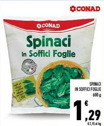 Conad Conad - Spinaci In Soffici Foglie 600 G(ml) offerta