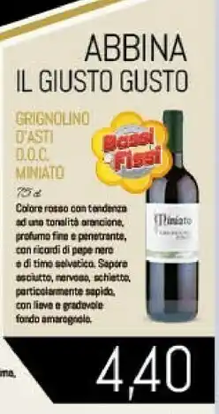 Conad Miniato Grignolino D'asti DOC offerta