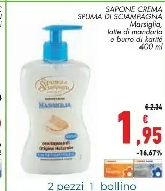 Conad Superstore Spuma di Sciampagna Sapone Crema Marsiglia offerta