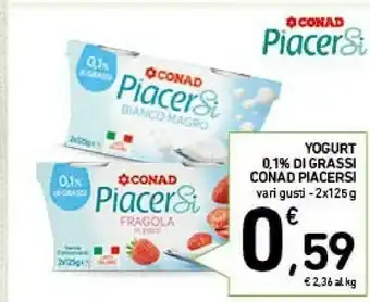 Conad Conad - Yogurt Magro Fragola Piacersi 250 G(ml) offerta