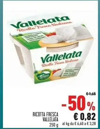 Conad Vallelata Ricotta Fresca Senza Conservanti 250 G(ml) offerta