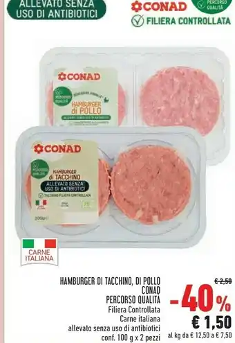 Conad Conad - Hamburger Di Pollo 200 G offerta